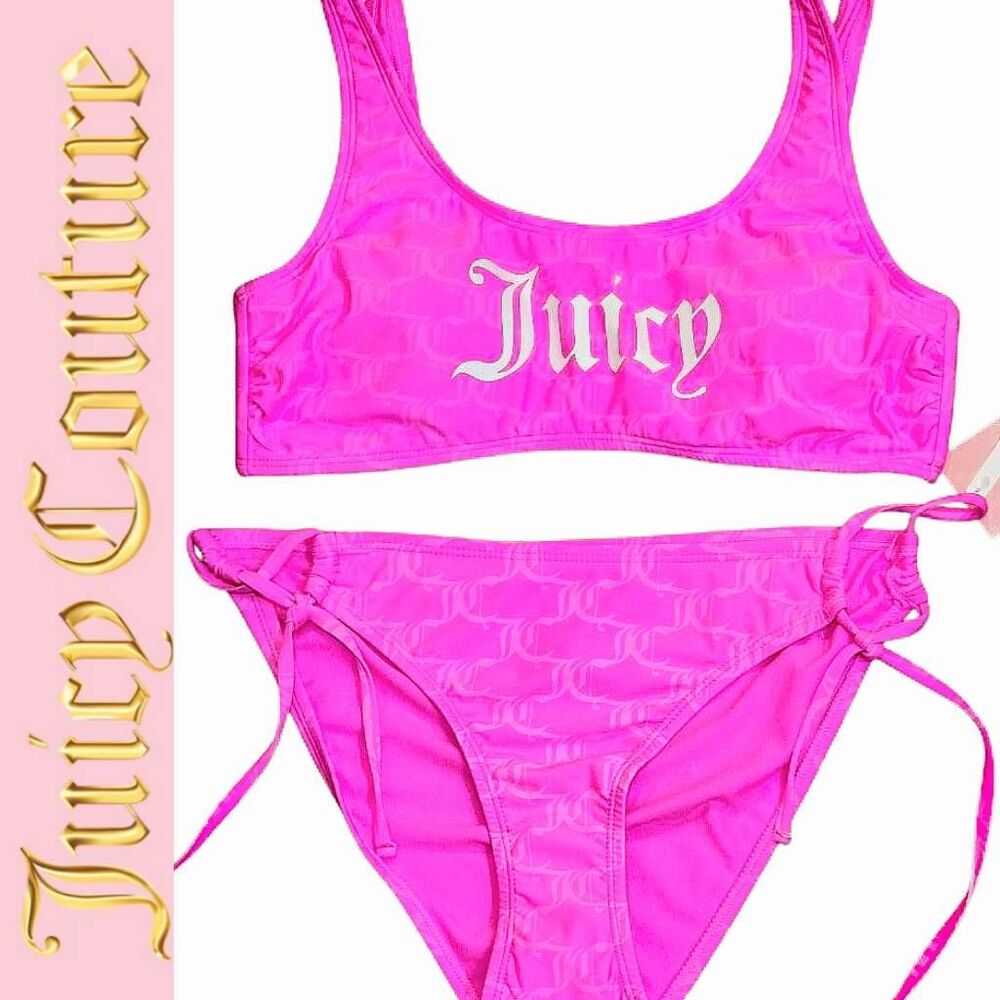 Juicy Couture 2-PC Bralette & Side Tie Bottom Bikini Set- Mage‎